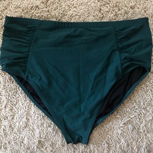 Old Navy emerald green high wasted swim bottoms.